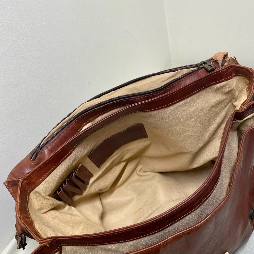 Italian Vintage Leather Brown Messenger Bag , Rare